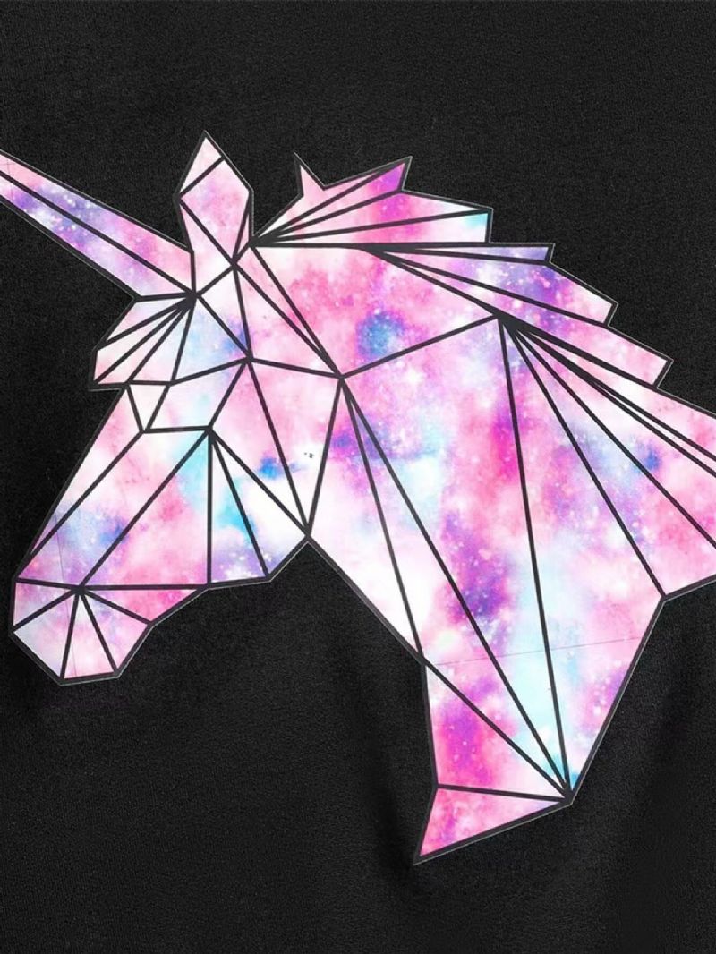 Høst Vinter Jenter Casual Unicorn Sweatshirt Bukser 2 Stk Sett