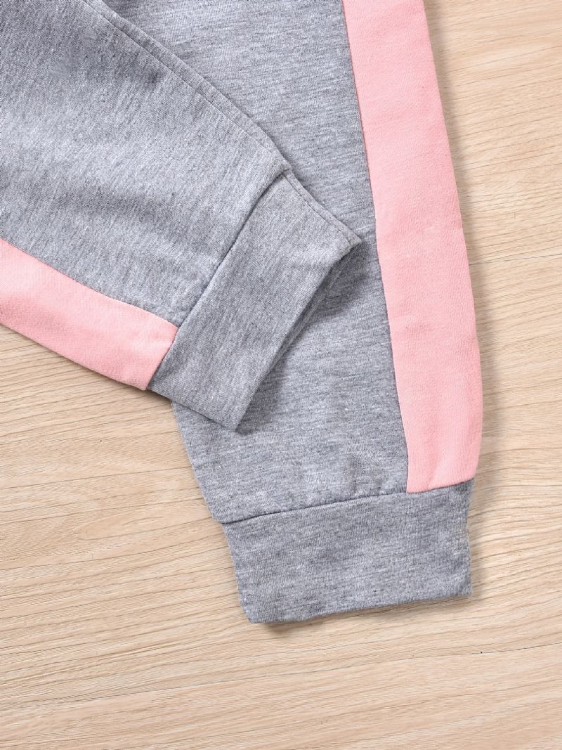 Jente Unicorn Trim Langermet Sweatshirt + Matchende Colorblock Joggebuksesett For Vinter Barneklær