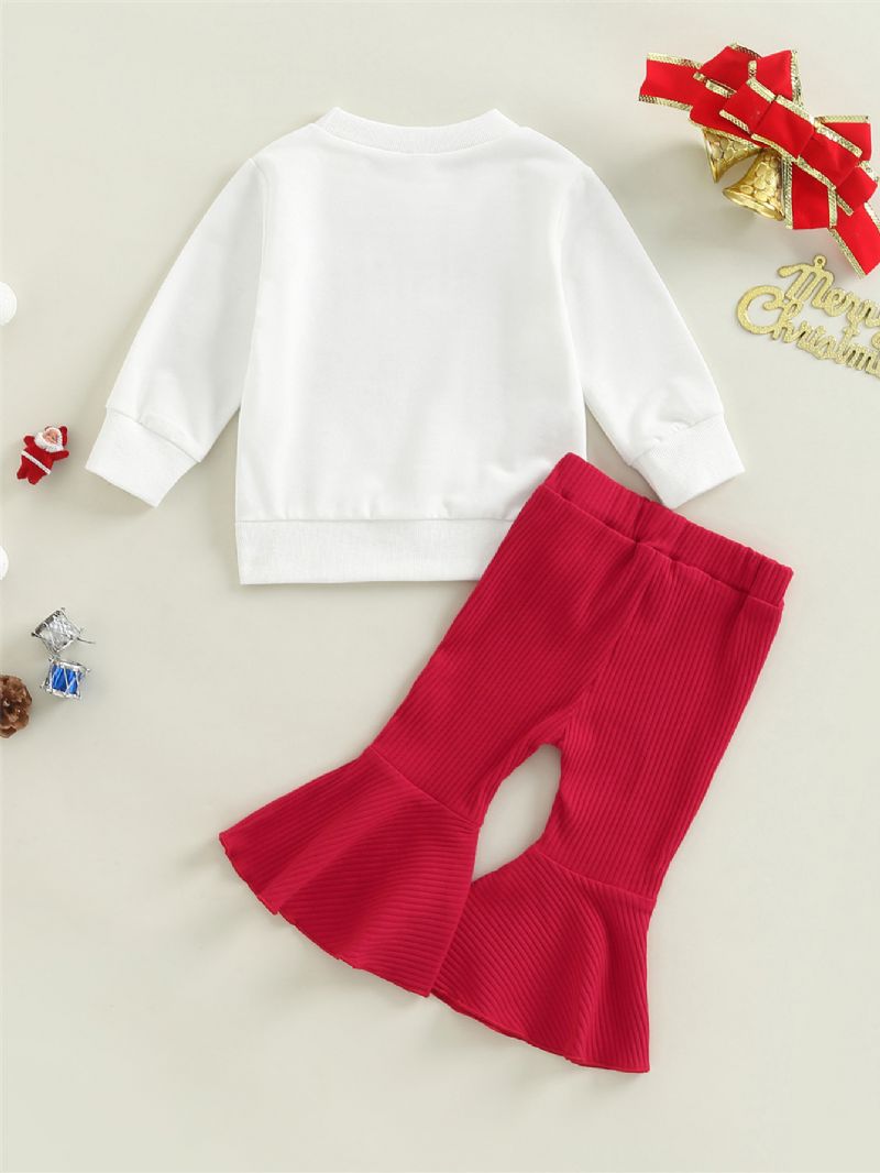 Jenter Alfabeter Print Christmas Sweatshirt & Flared Bukser Set