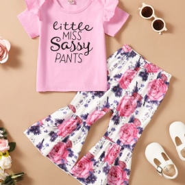 Jenter Little Miss Sassy Kortermet Floral Flare Buksesett