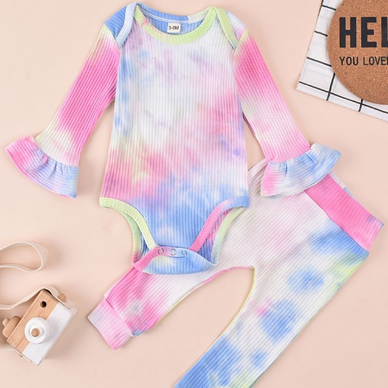 Jenter Tie Dye Langermet Bodysuit Buksesett