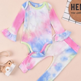 Jenter Tie Dye Langermet Bodysuit Buksesett