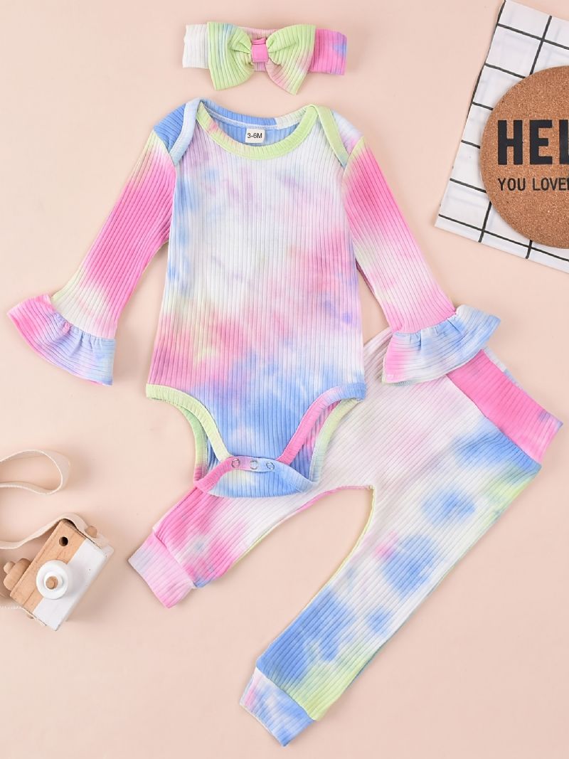 Jenter Tie Dye Langermet Bodysuit Buksesett