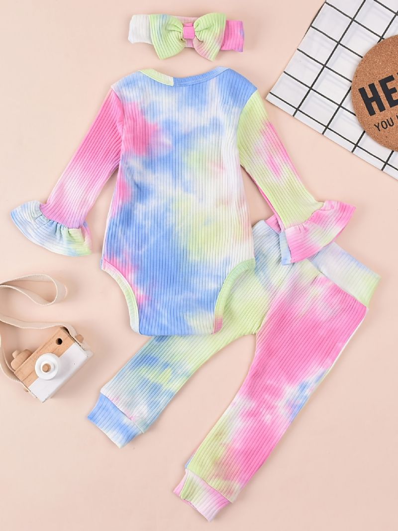 Jenter Tie Dye Langermet Bodysuit Buksesett