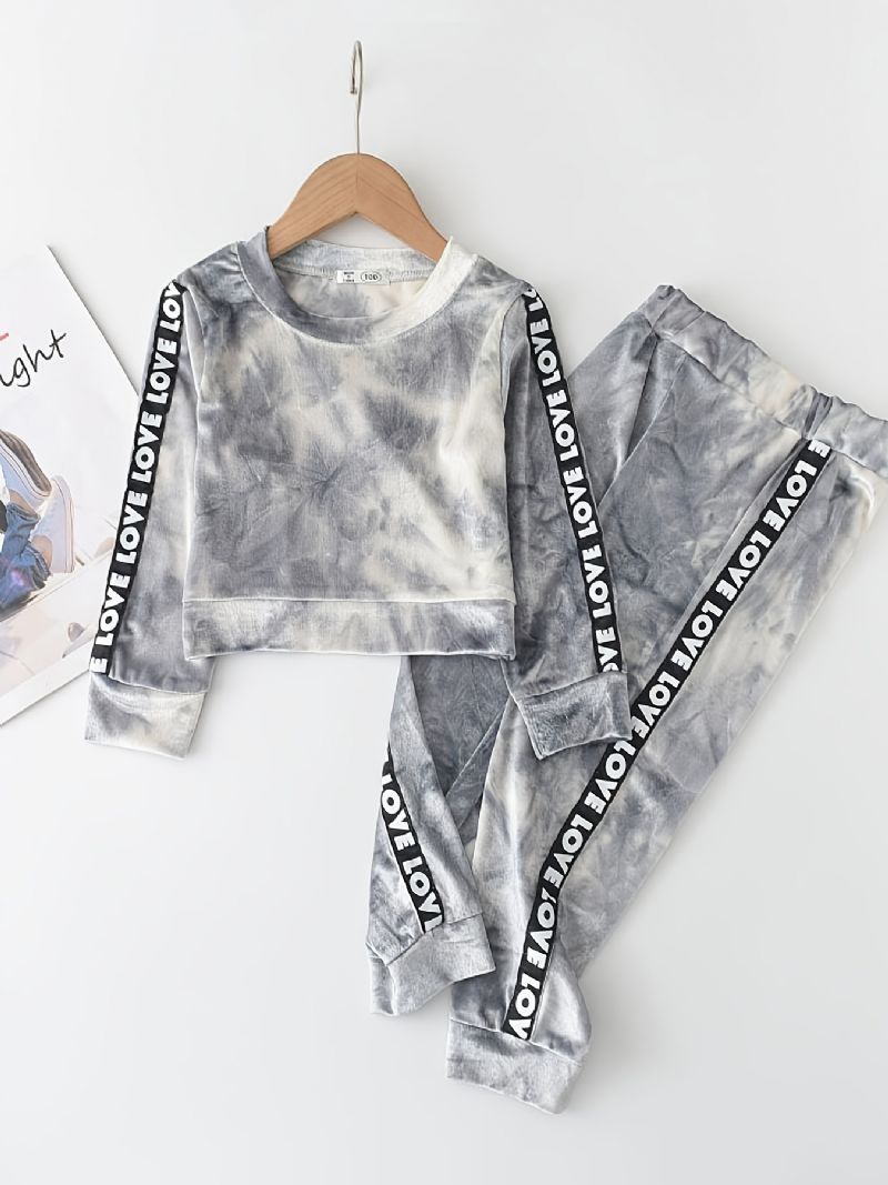 Jenter Tie Dye Langermet Sweatshirt + Joggebuksesett Barneklær