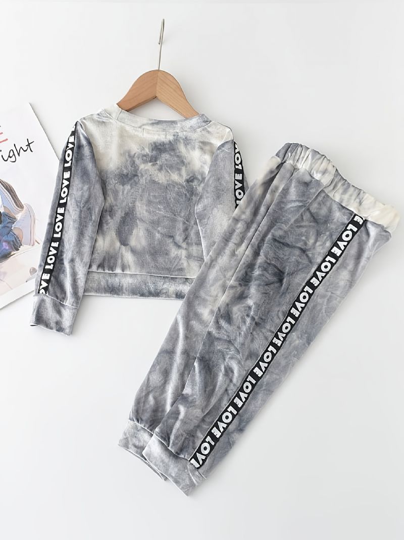 Jenter Tie Dye Langermet Sweatshirt + Joggebuksesett Barneklær