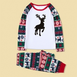 Juleforeldre-barn Uformelle Santa Elg Print Pyjamas Sett