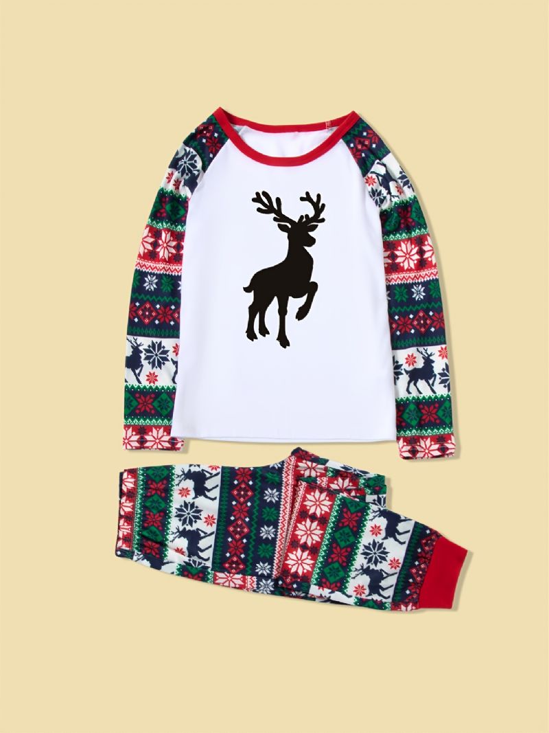 Juleforeldre-barn Uformelle Santa Elg Print Pyjamas Sett