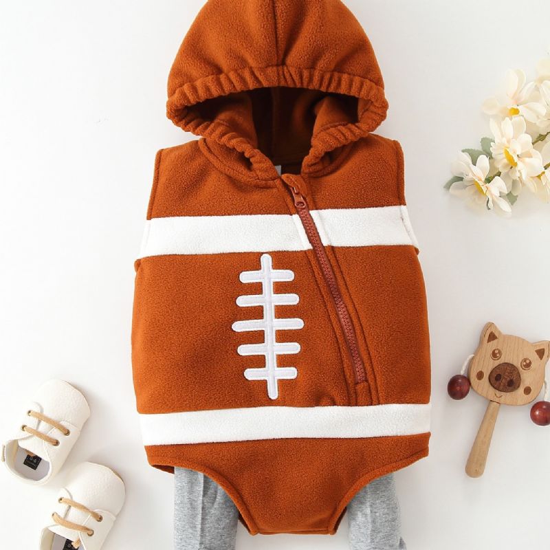 Småbarn Baby Gutter Ermeløse Hetter Bodysuit Onesie & Sokker Fotballspiller Kostyme