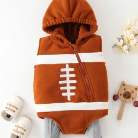 Småbarn Baby Gutter Ermeløse Hetter Bodysuit Onesie & Sokker Fotballspiller Kostyme