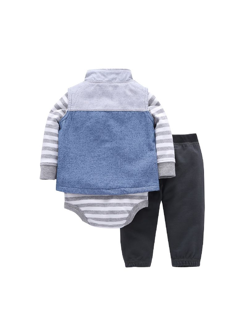 Spedbarn Baby Gutter Bodysuit & Bukser & Vest Sett For Høst Vinter Ny