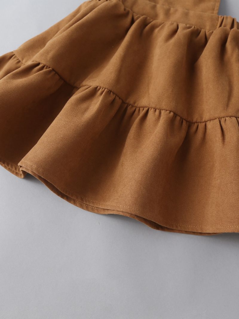 Toddler Baby Jenter Letter Crown Print Topp & Ruffle Overall Dress Set Barneklær