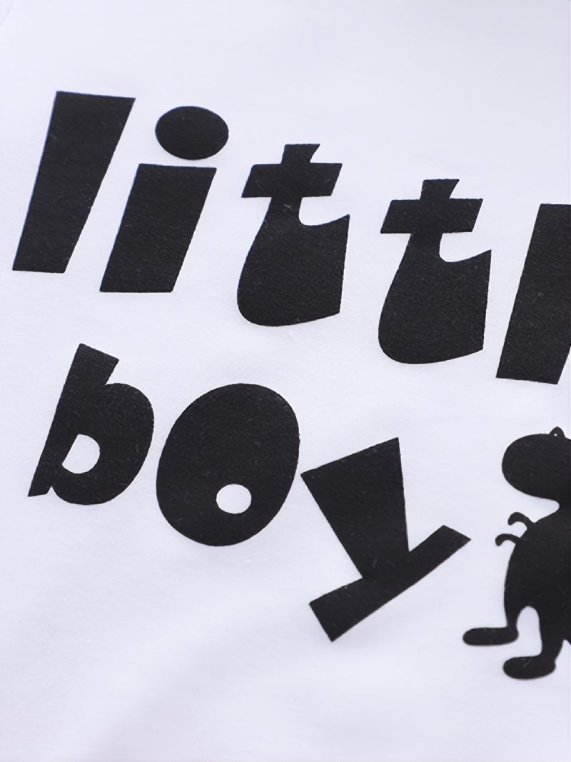 Toddler Gutter Print Letter Little Sweatshirt Med Rund Hals Kamuflasje Buksesett