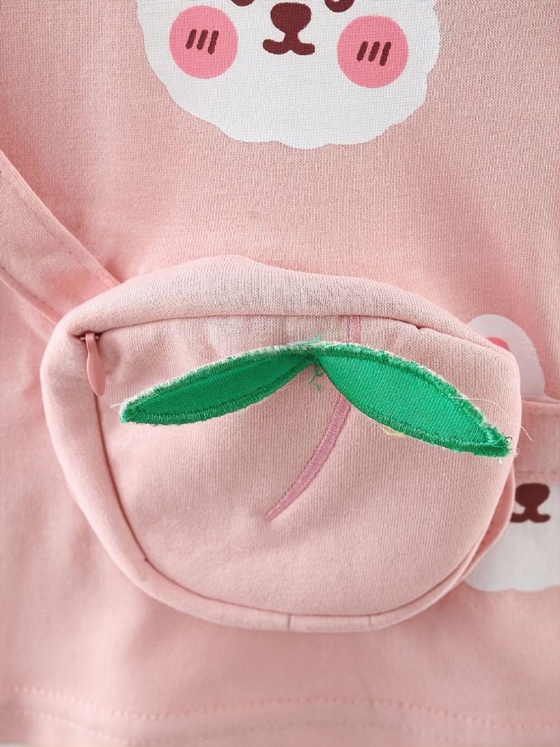 Baby Jenter Bag & Sweatshirt 2-i-1 Design Med Bjørnetrykk For Vinteren