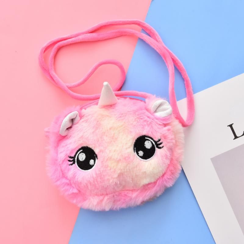 Baby Jenter Cute Plush Unicorn Glidelås Skulderveske Messenger Bag Myntpung