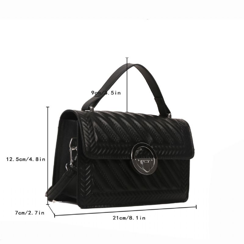 Dame Imitert Skinn Morden Vattert Skulderveske Jente Mote Solid Magnet Lukking Messenger Bag Crossbody Bag