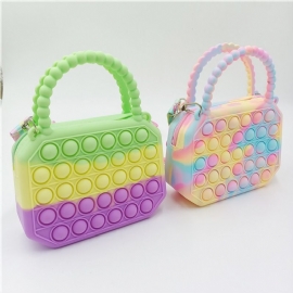 Jent Push Pop Bubble Squeeze Bag Colorblock Barn Novelty Crossbody Toy Baby Søt Bag