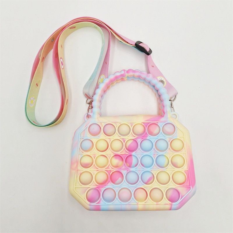 Jent Push Pop Bubble Squeeze Bag Colorblock Barn Novelty Crossbody Toy Baby Søt Bag