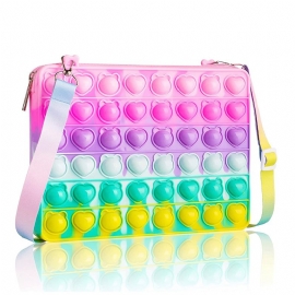 Jent Push Pop Bubble Squeeze Bag Colorblock Barn Novelty Crossbody Toy Baby Søt Bag