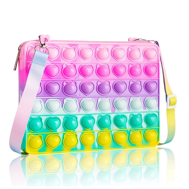 Jent Push Pop Bubble Squeeze Bag Colorblock Barn Novelty Crossbody Toy Baby Søt Bag