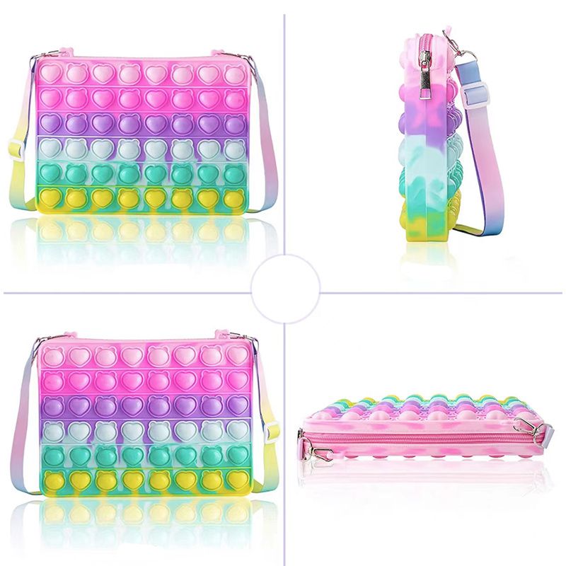 Jent Push Pop Bubble Squeeze Bag Colorblock Barn Novelty Crossbody Toy Baby Søt Bag