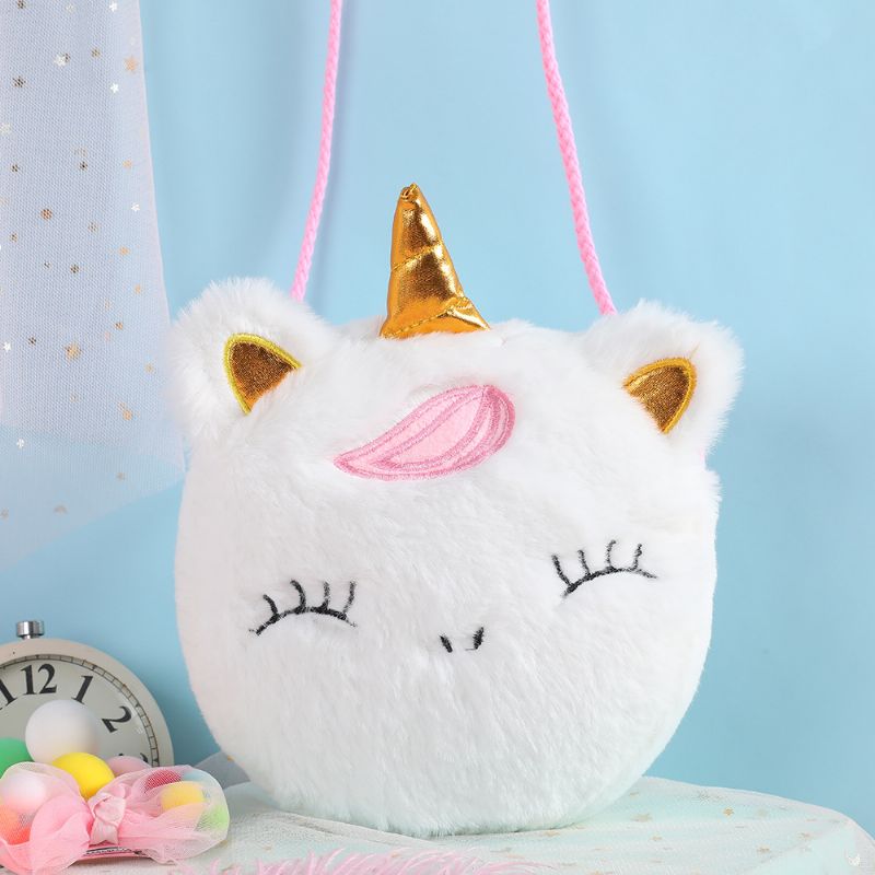 Jenter Casual Søt Plysj Unicorn Crossbody Bag Stor Kapasitet Messenger Bag