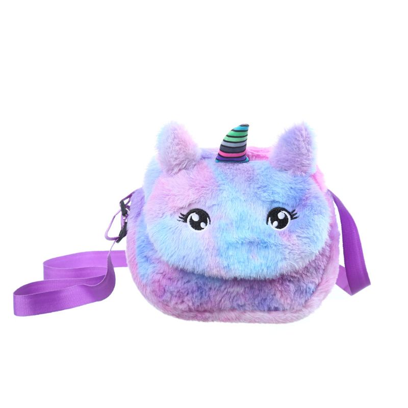 Jenter Casual Søt Plysj Unicorn Crossbody Bag Stor Kapasitet Tie Dye Messenger Bag Gave Til Barn