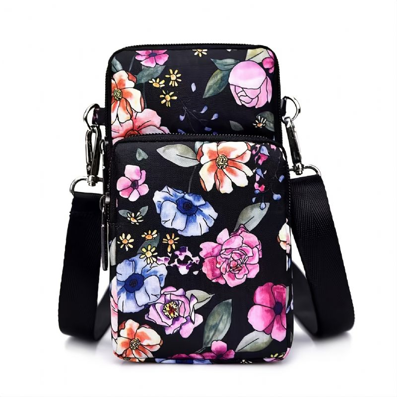 Jenter Floral Print Neon Phone Bag Mini Crossbody Bag Casual Sports Bag
