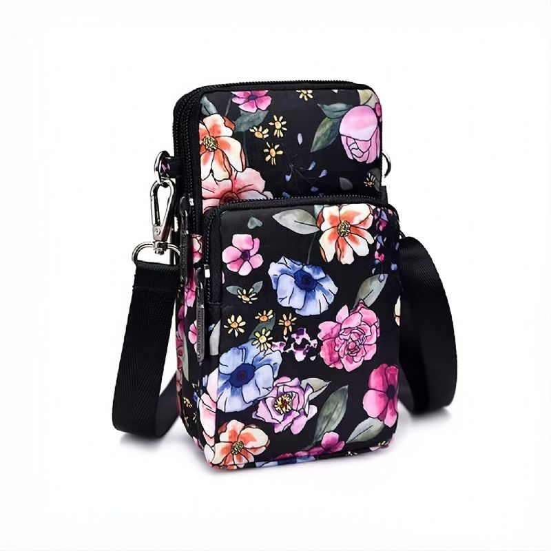 Jenter Floral Print Neon Phone Bag Mini Crossbody Bag Casual Sports Bag