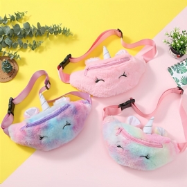 Jenter Midjeveske Søt Unicorn Glidelås Plysj Messenger Bag Coin Purse Skulderveske