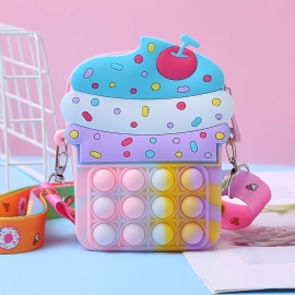 Jenter Silikon Søt Messenger Bag Myntpung Barne Dekompresjon Pop Fidget Toys Pedagogisk Lekeveske