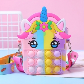 Jenter Silikon Søt Unicorn Messenger Bag Myntpung Barnekompresjon Pop Fidget Leker