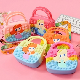 Jenter Silikon Søte Håndvesker Messenger Bag Skulderveske Barne Dekompresjon Pop Fidget Toys