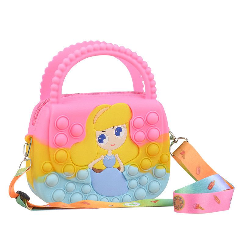 Jenter Silikon Søte Håndvesker Messenger Bag Skulderveske Barne Dekompresjon Pop Fidget Toys