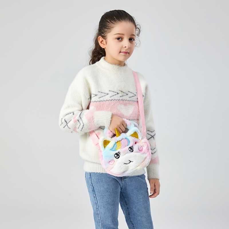 Jenter Søt Fargerik Unicorn Mynt Veske Stor Kapasitet Messenger Bag Handbag Gift For Barn