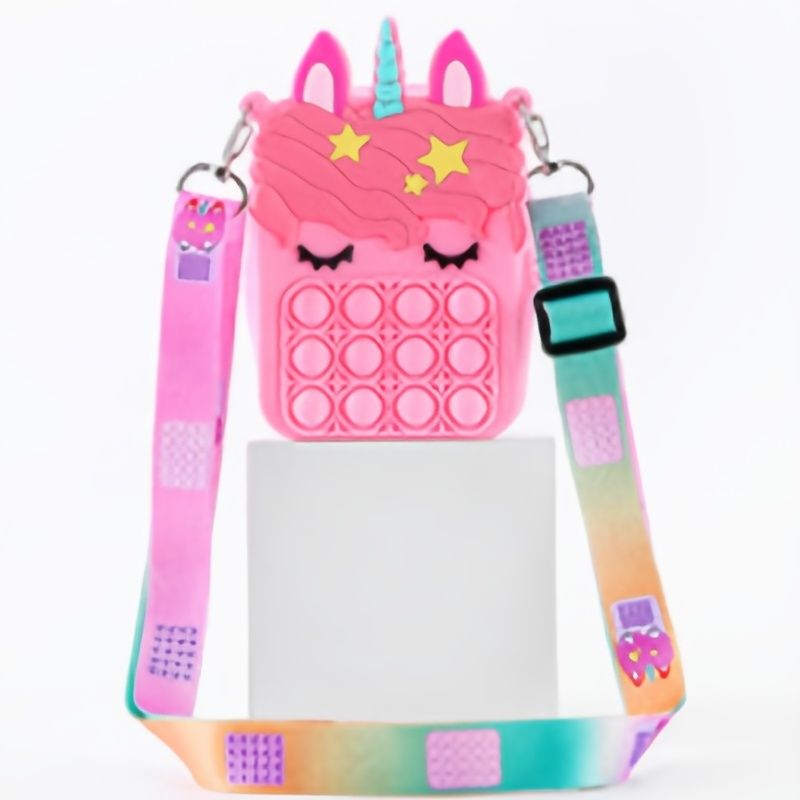 Pop It-veske For Jenter Unicorn Push Bubble Fidget-leker Crossbody-vesker Pop Fidget Sensorisk Stressavlastningsleketøy For Barn