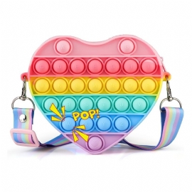 Pop Purse For Jenter Cross Body Bag Heart Pop On Shoulder Bags Fidget Toys