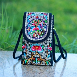 Retro Boho Brodert Telefonveske Mini Etnisk Reise En Skulderveske For Kvinner Og Jenter