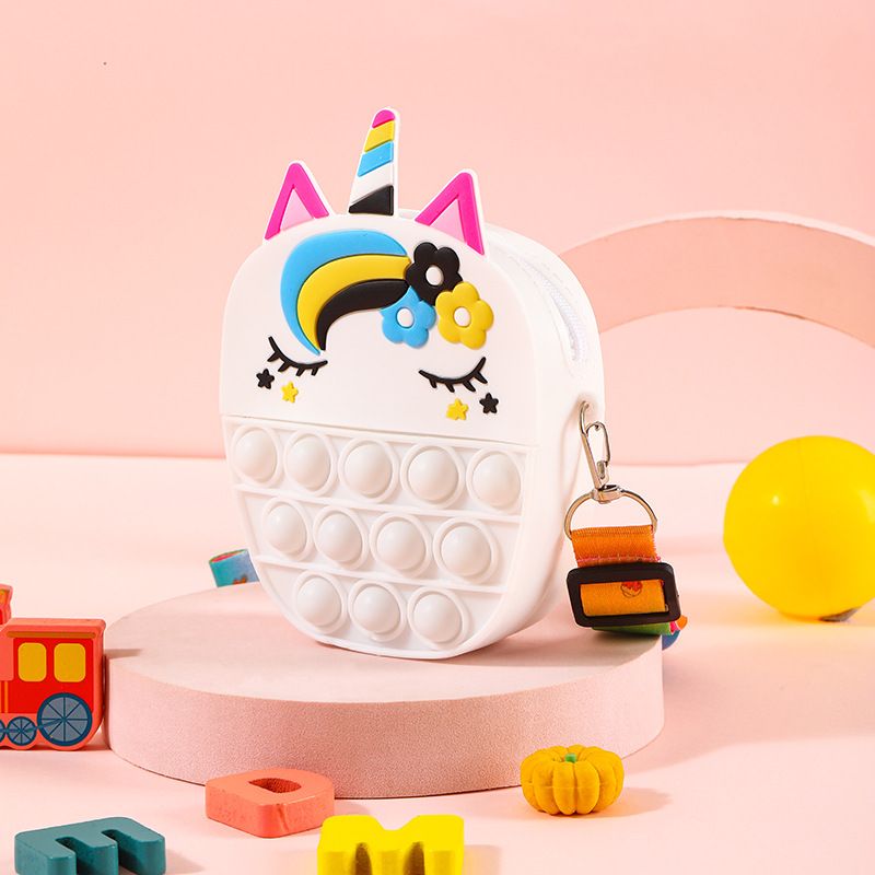 Silikon Søt Unicorn Messenger Bag Myntpung Dekompresjon Pop Fidget Leker For Gutter Jenter