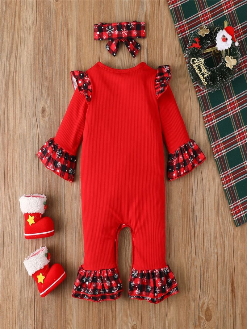 2 Stk Nyfødt Baby Jente Klær Romper Jul Volanger Langermet Jumpsuit Bodysuit Søt Onesie Spedbarn Antrekk