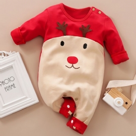 Baby Gutter Jenter Jumpsuits Med Elg Design Til Jul