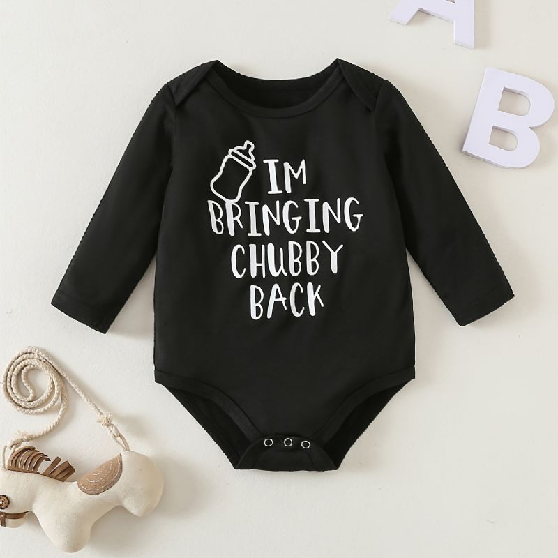 Baby Gutter Jenter Rund Hals Langermet Romper Bodysuit Onesie Jumpsuit Babyklær