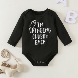 Baby Gutter Jenter Rund Hals Langermet Romper Bodysuit Onesie Jumpsuit Babyklær