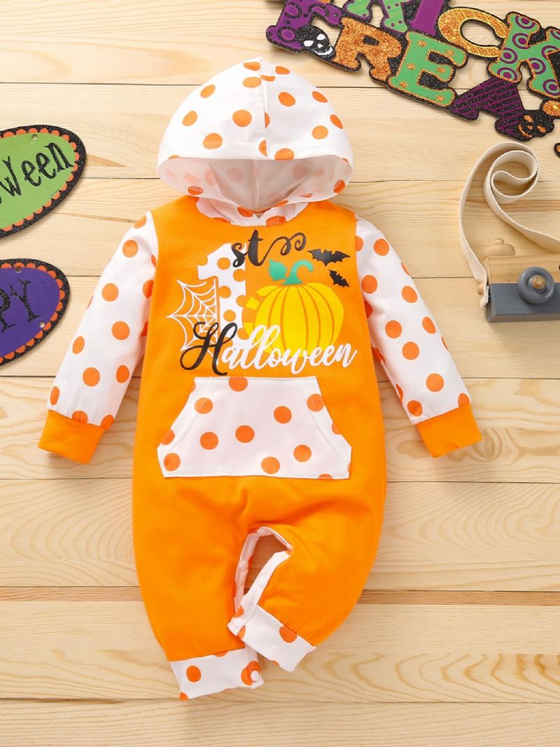 Baby Halloween Print Hette Jumpsuit Romper