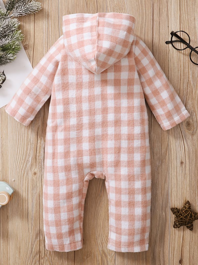 Baby Hette Langermet Rompers Jumpsuit Med Knapper Foran For Vinter Nye Babyklær