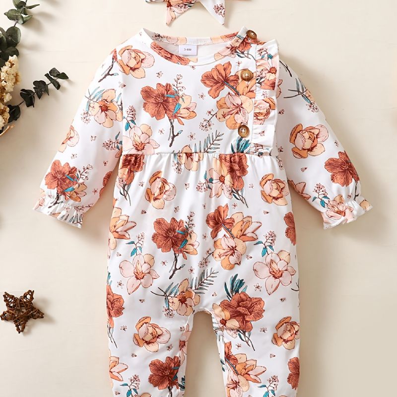 Baby Jenter Bomull Jumpsuits & Pannebånd Sett