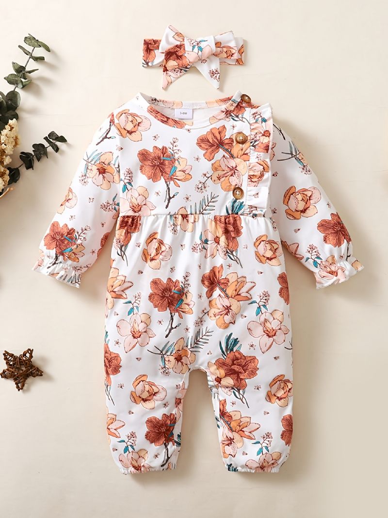 Baby Jenter Bomull Jumpsuits & Pannebånd Sett