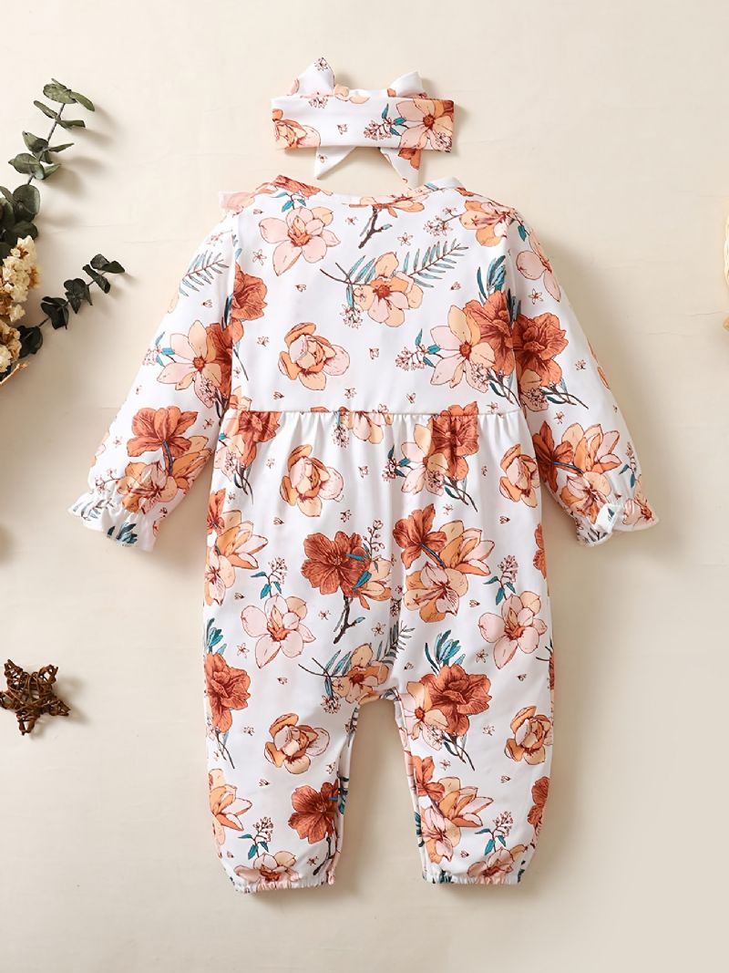 Baby Jenter Bomull Jumpsuits & Pannebånd Sett