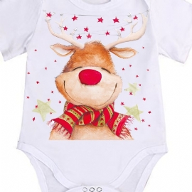 Baby Jenter Christmas Cute Deer Print Onesie Jumpsuit Klær