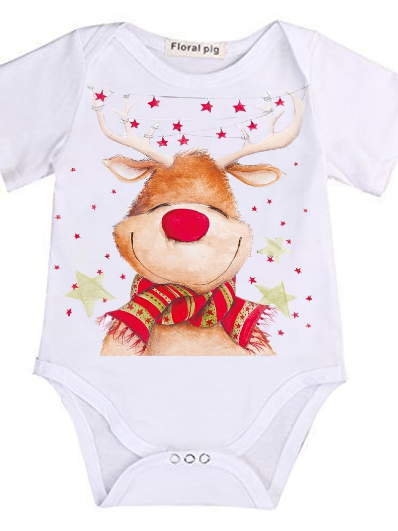 Baby Jenter Christmas Cute Deer Print Onesie Jumpsuit Klær
